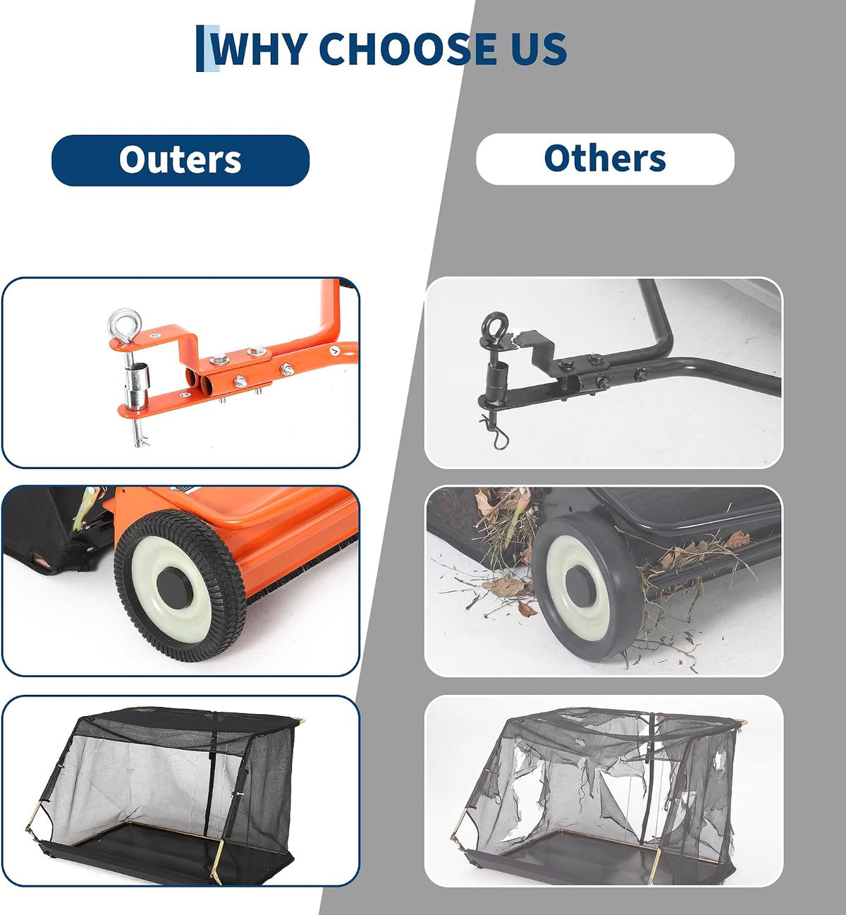 Garvee 52 in Tow-Behind Lawn Sweeper, High Hopper, Orange