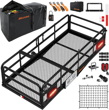 Mockins 66"x30"x14" High Rail Trailer Hitch Cargo Carrier with 500 Lbs Cap