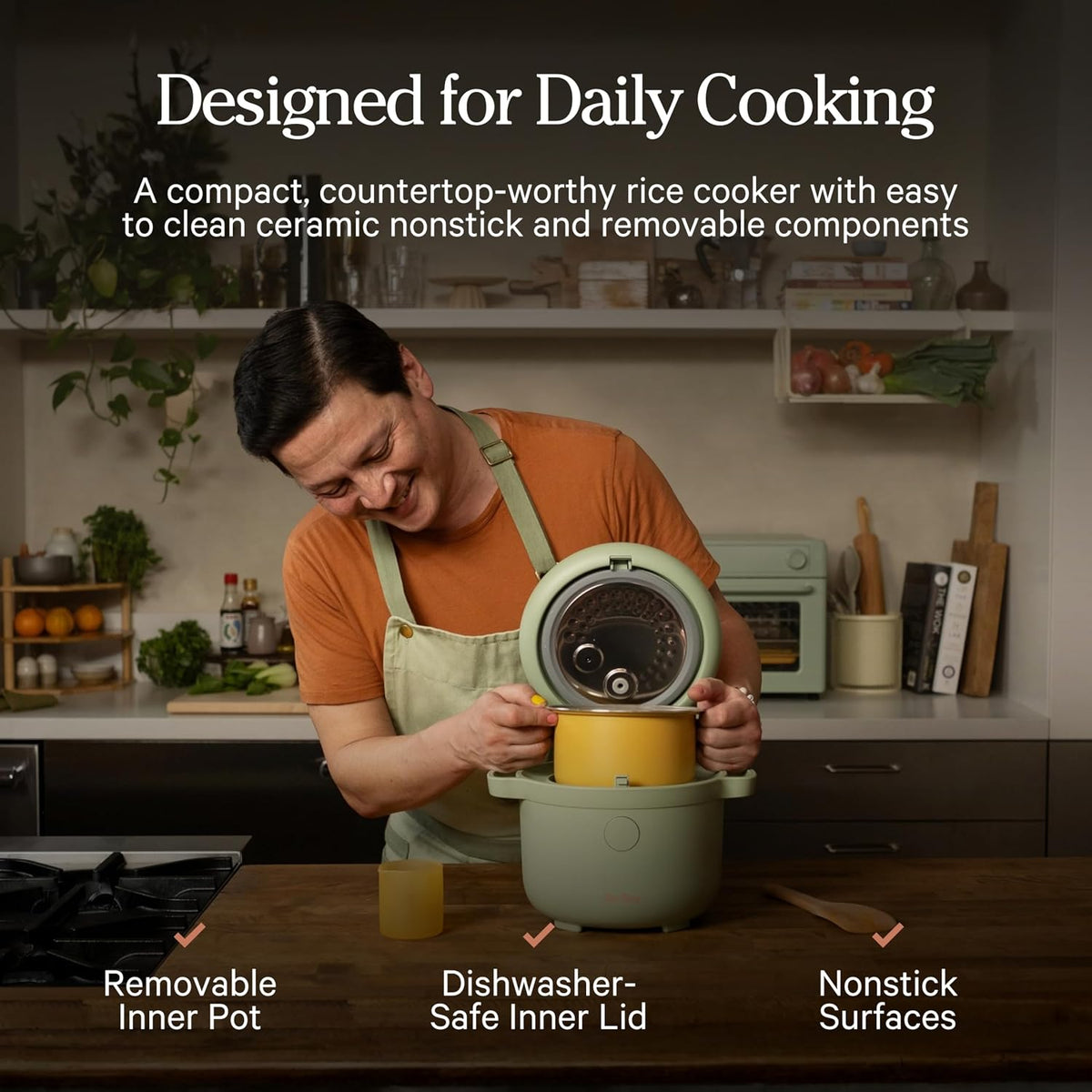 Our Place Rice Cooker, Compact 6-Cup Ceramic Nonstick Rice & Grain Cooker