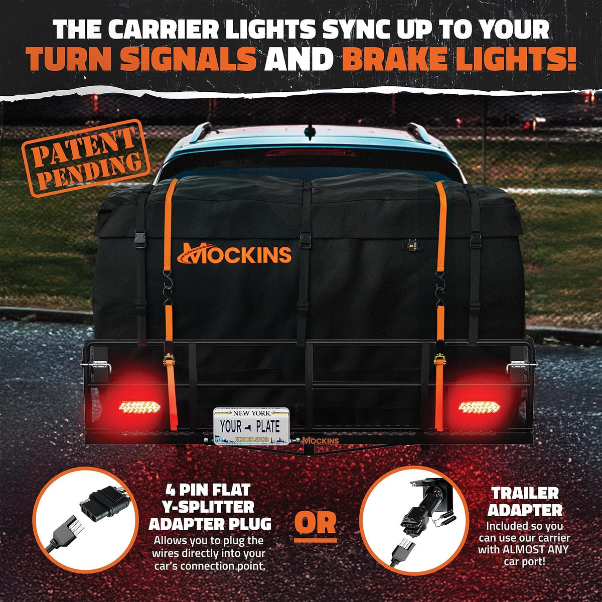 Mockins 66"x30"x14" High Rail Trailer Hitch Cargo Carrier with 500 Lbs Cap