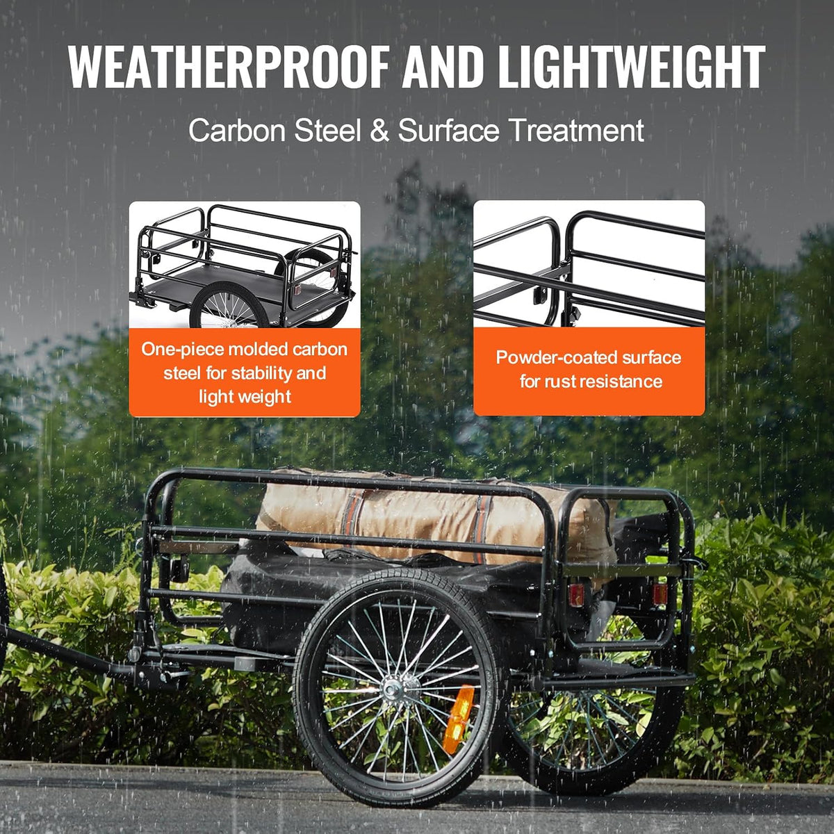 VEVOR Bike Cargo Trailer, 88/100/130/160 lbs Load Capacity, Heavy-Duty Bicycle Wagon Cart, Foldable Compact Storage with Universal Hitch