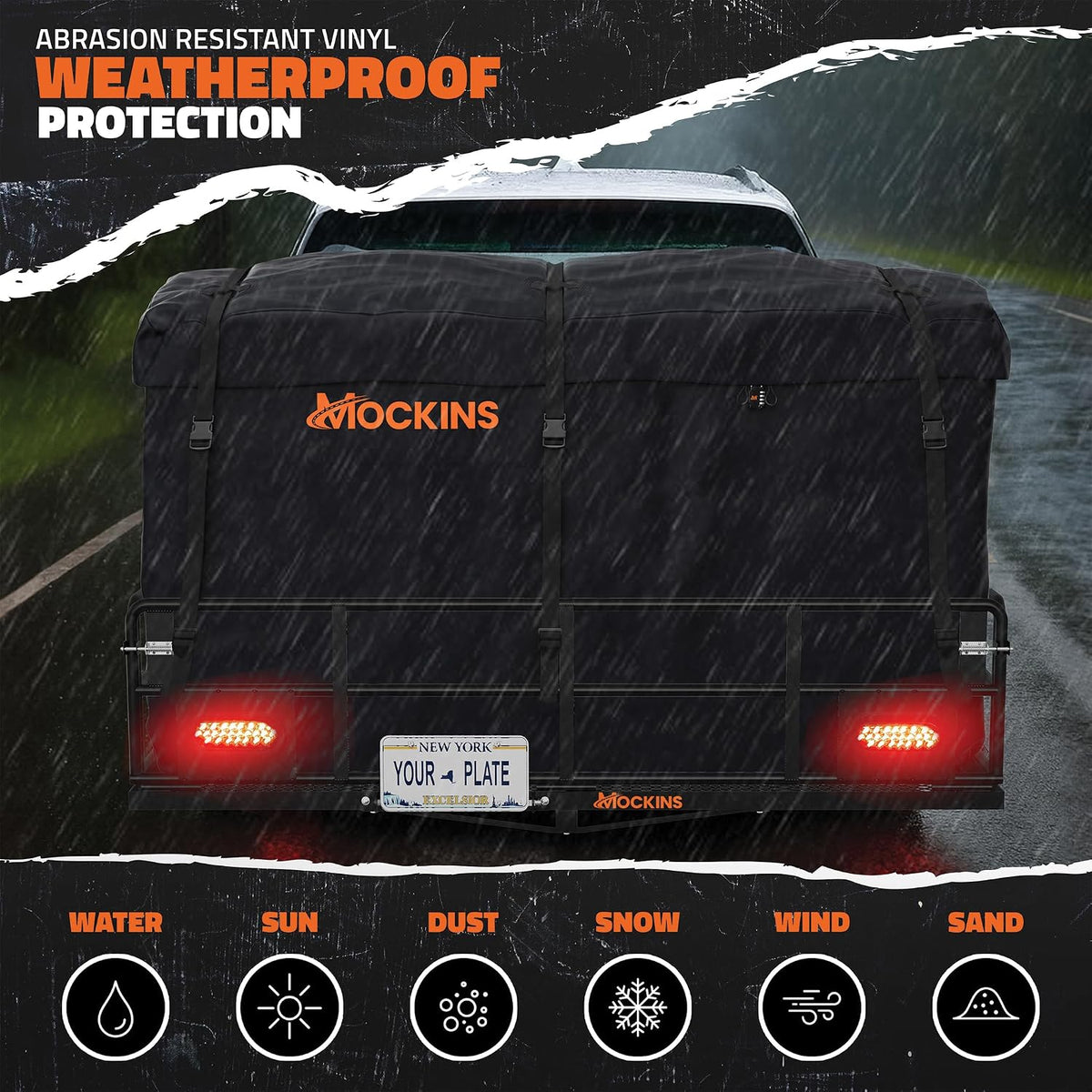 Mockins 66"x30"x14" High Rail Trailer Hitch Cargo Carrier with 500 Lbs Cap